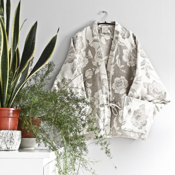 Veste kimono "PIVOINE" - Coton/Lin Naturel