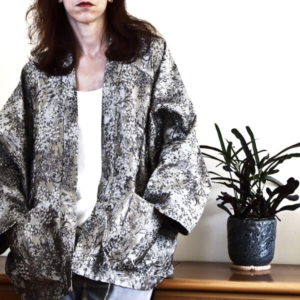 Veste "L'iconique" jacquard fleurs argent